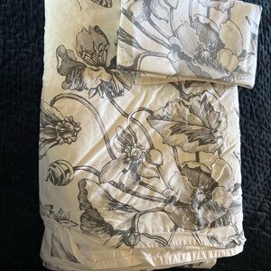 Pottery Barn King Duvet Cover Set Botanical Cotton w/ 2 Shams